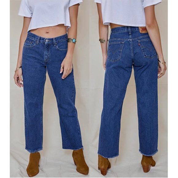 levi's high rise wide leg jean with raw hem